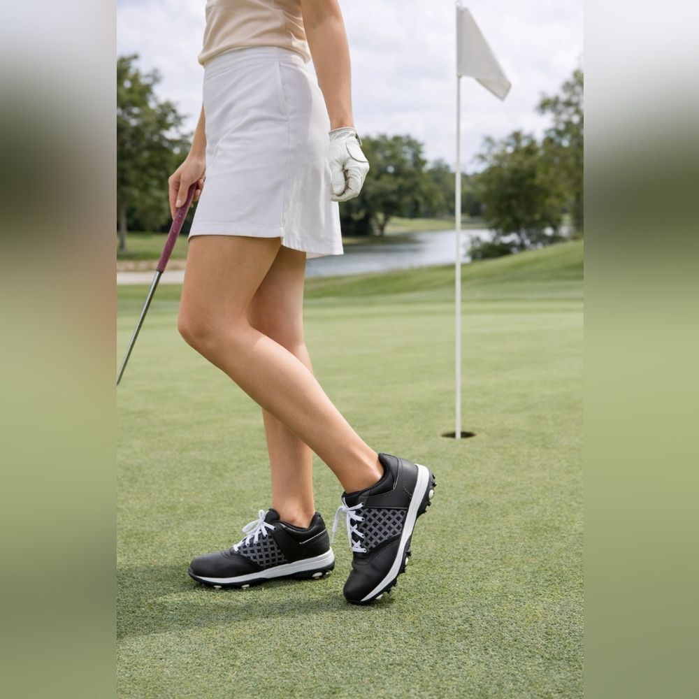Nike Air Black White Golf Shoes Spiked Lace Up Size 6.5 Women Athletic Preppy Sp